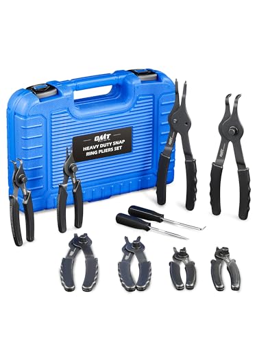 OMT Snap Ring Pliers, 10Pc Internal External Circlip Set With Hook And Pick - color: Blue