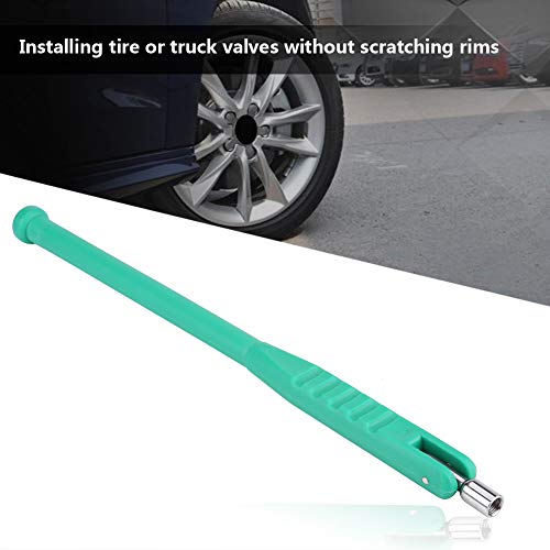 Acouto Tire Valve Stem Puller Tool Tire Valve Stem Puller Installer Tool Quick Remover Tire Repair Installer No Scratch Green Tire Valve Stem Puller Rod Tool with Valve Core Tool Built in