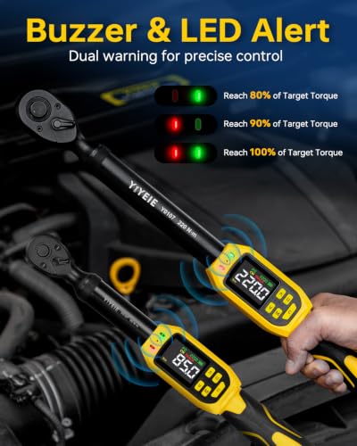 YIYEIE 1/2" 3/8" Digital Torque Wrench Set for Car, 162 Ft-lb & 62.5 Ft-lb - size: 1/2" & 3/8" 5 PC