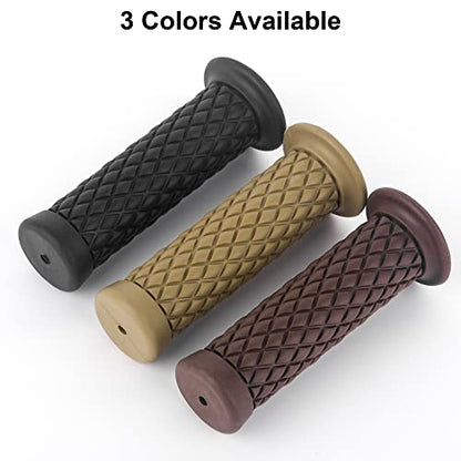 Universal Motorcycle Handles Grips - Non Slip Rubber Motorcycle Grips for Harley Honda Yamaha Suzuki Kawasaki Dirt Bike - color: Brown