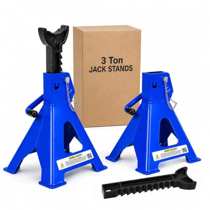 Jack Stands, 3 Ton Capacity with Double Pins Locking and Adjustable Height, Secure Locking Mechanism Stand for Lifting SUVs, Pickups, Cars, and UTVs/ATVs, Blue, 1 Pair - color: Blue
