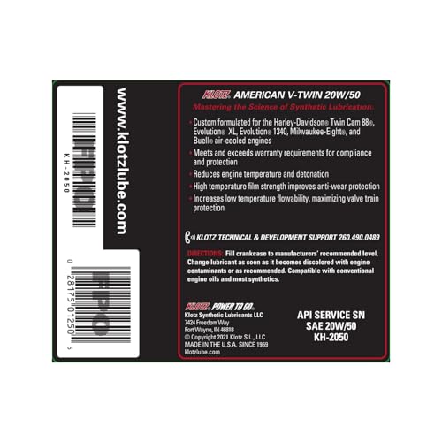 Klotz 5 Quart 20W/50 Synthetic Motor Oil Change Kit for 1984-1999 Evolution Big Twin - Premium Kit - size: 5 Quart Premium - Evolution Big Twin