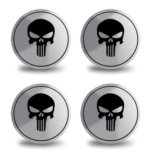 4PCS Skull Car Wheel Hub Center Cap Sticker, 2.2 Inch/56MM (Black) - color: Black