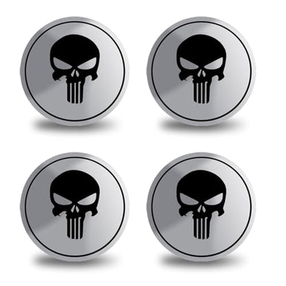 4PCS Skull Car Wheel Hub Center Cap Sticker, 2.2 Inch/56MM (Black) - color: Black