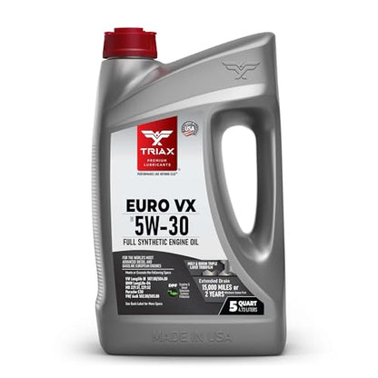 TRIAX Euro VX 5W-30 Full Synthetic Ester, Compatible with VW 507.00/504.00, VW Audi 502.00, 505.01, BMW LL-04, Porsche C30, ACEA C3, Mercedes 229.51, 229.5, 229.31 (5 Quart) - size: 5 Quart