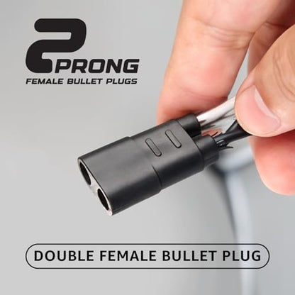 MADCATZ 20 Pack 2-Prong Double Female Bullet Plug 12” Spacing Harness Roll – 18 AWG with More Spacing 12-Inch Leads Between Plugs, Fits Truck Trailer Clearance Lights - color: 20 - 2Prong (12" spacing), size: 2Prong - XL