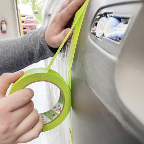 3M Scotch 233+ Crepe Paper Automotive Refinish Performance Masking Tape, 250 degree F Performance Temperature, 25 lbs/in Tensile Strength, 60.15 yds Length x 1/2" Width, Green
