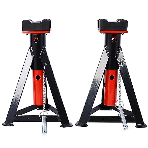 3 Ton Jack Stands Pair Heavy Duty 6000 Lbs Capacity Car Jack Stand with 6 Adjustable Height Positions 12.6"-18.3" Truck Jack Stands for Vehicle Maintenance Automotive Lift Support Black