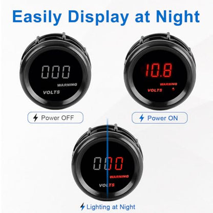 DC12V Voltmeter Red Digital LED Volt Gauge Voltage Meter Kit 2" 52mm - size: Volt Gauge