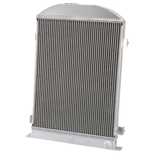 Radiator,4 Row Aluminum Radiator with Shroud Fan for 1930-1931 Ford Model A Base Flathead V8, Automotive Radiator Replacement for 1930 1931