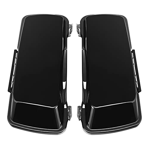 TCMT 5" Motorcycles Vivid Black Extended Hard Saddlebags & Latch Key Fits For Harley 1993-2013 Touring Road Glide Road King Ultra Street Glide Electra Glide - color: Vivid Black Black Latches