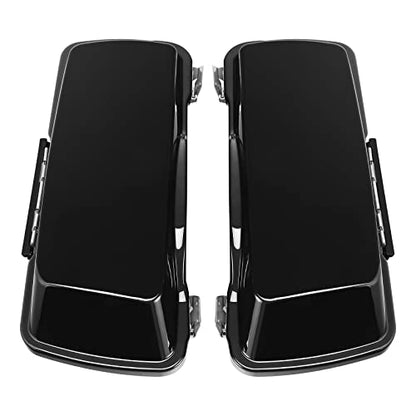TCMT 5" Motorcycles Vivid Black Extended Hard Saddlebags & Latch Key Fits For Harley 1993-2013 Touring Road Glide Road King Ultra Street Glide Electra Glide - color: Vivid Black Black Latches