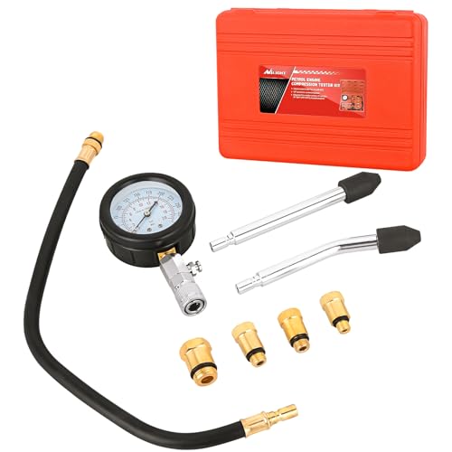 Nilight Compression Tester Kit 8PCS, 0-300 PSI Cylinder Pressure Gauge - color: 8pcs