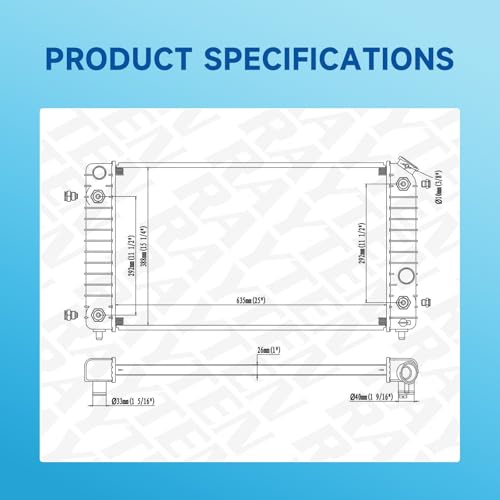 Rayten Radiator Compatible with 1996-2005 Chevrolet Blazer & 1996-2004 S10 & 1996-2005 GMC Jimmy 4.3L V6 & 1996-2004 GMC Sonoma & 1997-2000 Isuzu Hombre & 1996-2001 Oldsmobile Bravada 4.3L V6 CU1826 - size: RAD:1826