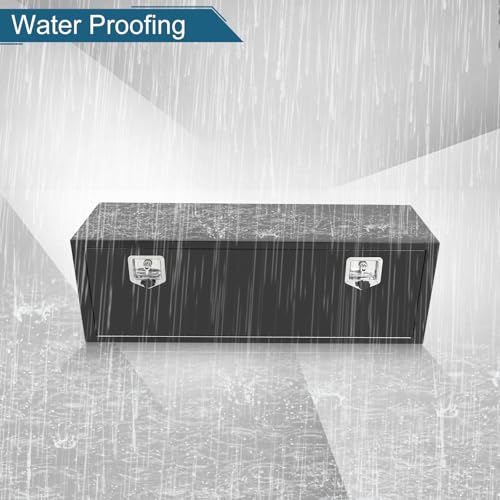 48"X14"X16" Underbody Truck Box Black Heavy Duty Steel Trailer Box Pick Up Truck Tool Box Storage Organizer w/Lock & eys - size: 48"x14"x16"