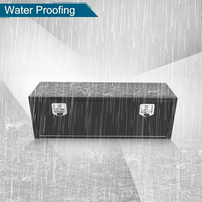 48"X14"X16" Underbody Truck Box Black Heavy Duty Steel Trailer Box Pick Up Truck Tool Box Storage Organizer w/Lock & eys - size: 48"x14"x16"