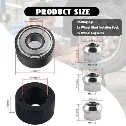2PCS Wheel Stud Installer Tool OEM#22800,Heavy Duty Wheel Stud Removal Tool Kit Includes 3/4" Wheels Lug Nuts M12×1.25/M12×1.5/M14×1.5,Lug Studs Installer Tools Car Accessories