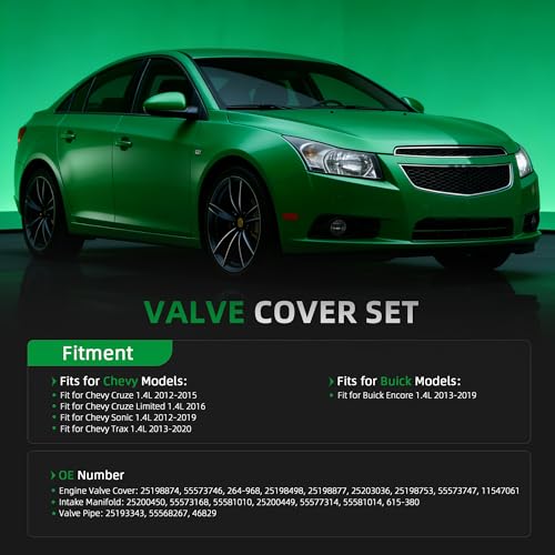 Engine Valve Cover & Intake Manifold Kit, for Chevy Cruze 2012-2016, for Chevrolet Sonic Trax 1.4L 2012-2020, for Buick Encore 2013-2019, OE# 25200449, 55577314