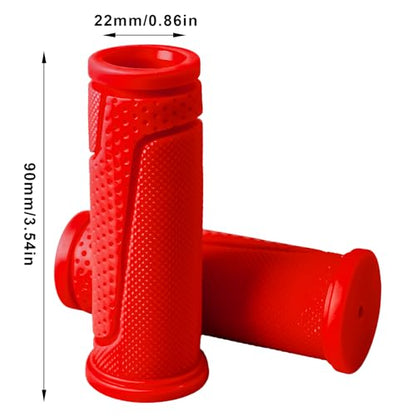 9-Color Kids Bike Handlebar Grips - Non-Slip TPR Bicycle Grips for Mini Bikes & Micro Scooters (22.2mm, 90mm) - color: Red