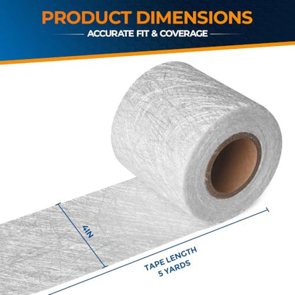 Fiberglass Chopped Strand Mat Roll, 1.5 oz, 4 in x 5 Yards, Fiberglass Mat for Boat Repair, Auto Body Repair, Compatible with Polyester & Vinyl Ester Resin - size: 4" x5Yards