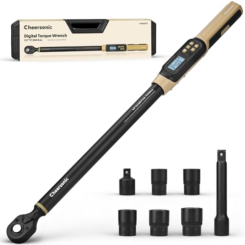 Digital Torque Wrench 1/2 Drive, 12.5-250.8 ft·lb (17-340N.m) ±1% Accuracy Electronic Torque Wrench with Buzzer and LED Heavy Duty Torque Wrench Set with Socket for Car Repair Trucks large machinery - size: 1/2 Drive 12.5-250.8 ft·lb