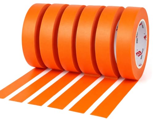 BOMEI PACK Orange Painters Tape 1 Inch Bulk - Paint Tape 6 Rolls x 1 Inch x 60 Yards - Painter's Tape Orange Masking Tape for Walls Painting, DIY Crafting, Decoration, Total 360 Yards - color: Orange, size: 1 Inches X 60 Yards
