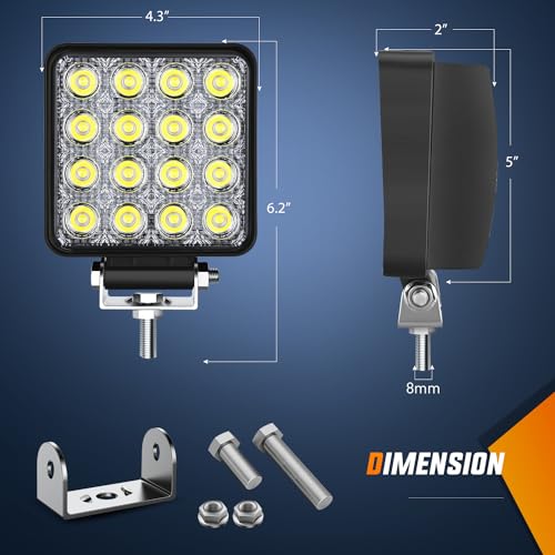 Nilight Ranger Backup Light 48W Flood Reverse Rear Lights Tractor LED Pod Lighting Plug and Play Kit Compatible with Polaris Ranger 1000 XP Crew 2018 2019 2020 2021 2022 2023 2024 - color: 48W Ranger Backup LED Light