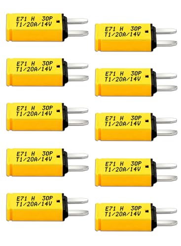 DC 14V 20Amp Auto Reset Plug-in Fuse ATM Mini Circuit Breaker Blade Fuses Assortment Kit for Boat Marine RV Yacht Battery Trailer Bus Truck (10pcs) ﻿