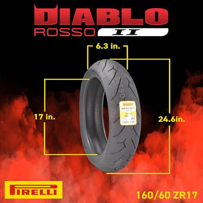 Pirelli Diablo Rosso II 160/60 ZR 17 M/C (69W) TL Rear Motorcycle Tire - size: 160/60ZR17