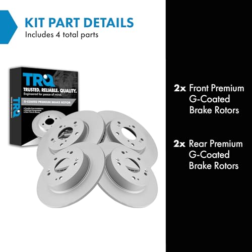 TRQ Front and Rear Brake Rotor Set G Coated Vented Solid - style: BKA14822