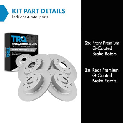 TRQ Front and Rear Brake Rotor Set G Coated Vented Solid - style: BKA14822