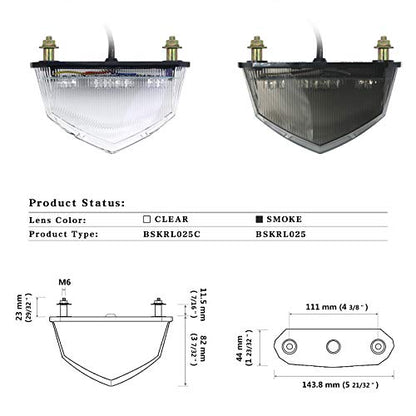 Universal Clear Integrated Motorcycle 25 LED Tail Light With Turn Signal Function For Dirt Bike Buggy Chooper Cruiser ATV(clear) - color: clear