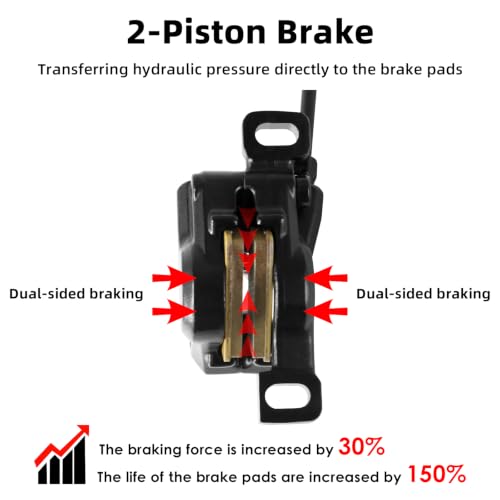 E-Bike Hydraulic Disc Brake Set, 2-PIN 2-Pistons Electric Power-Off Hydraulic Brakes Set, Left Front 950mm Right Rear 1880mm Pre-Bled with Mineral Oil Brakes Kit for eBike, MTB, Scooters - color: Black