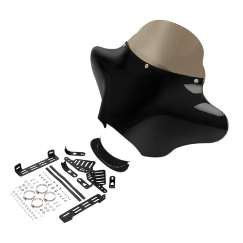 TCT-MOTORPARTS Batwing Fairing Windshield Fit For Harley Softail Deluxe Fatboy Heritage Classic Yamaha V Star 1100 650 Classic Softail Suzuki Boulevard Dyna - style: Fairing+Smoked Windshield+Bracket