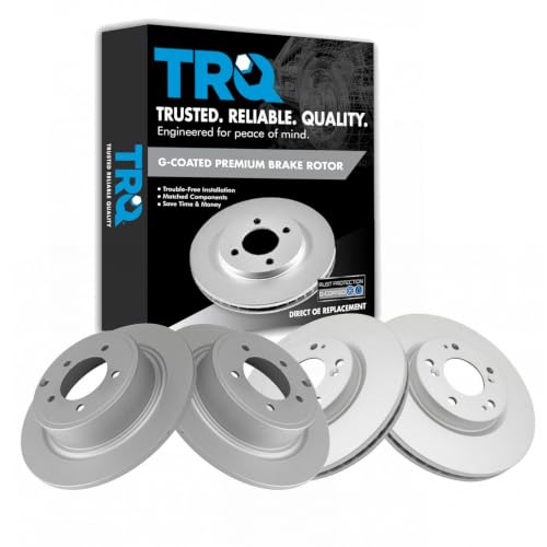 TRQ Front & Rear Brake Coated Rotor Kit Set - style: BRA15433