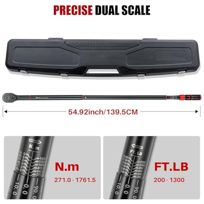 1 Inch Drive Click Torque Wrench-200-1300 Ft-Lb for Truck, Tractor - style: 1"DR. 200~1300 FT-LB