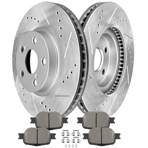 SCITOO Brake Kits Front Slotted Brakes Rotors Ceramic Brake Pad:31270;D817 - size: Front 31270-Slotted + D817 [2+4PCS]