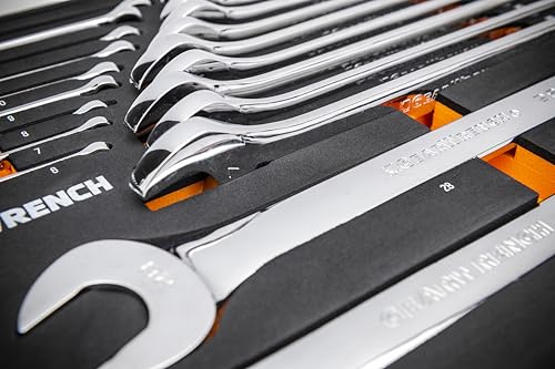GEARWRENCH 24 Piece 12 Point Long Pattern Combination Metric Wrench Set in Foam Storage Tray - GWMSCWL12MM - style: Combination Wrenches