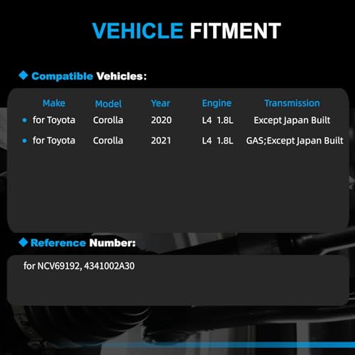 Front Right CV Axle for Toyota Corolla 2020-2021 - size: Front Right CV Axle Shaft