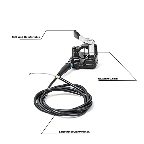 PUCKY New 7/8'' 22mm Thumb Throttle Cable Accelerator Handle Assembly for 50cc 70cc 90cc 110cc 125cc 250cc ATV Quad Go Kart TaoTao Pit Bike (Black) - color: black out