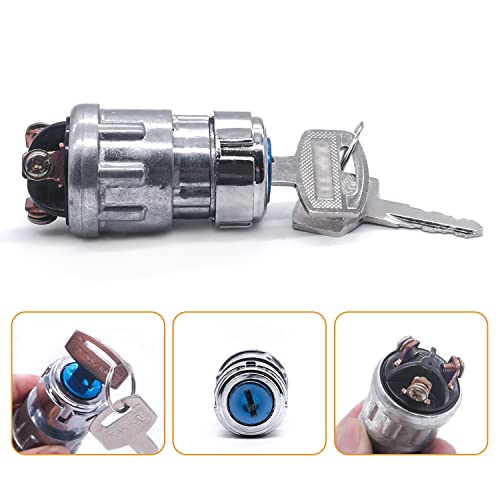 mankk 3 Wires Ignition Switch with Key 12V Universal Engine Starter Key Switch Off/On/(Start) 3 Position with 2 Keys for Car Motorcycle Tractor UTV ATV Modified Car