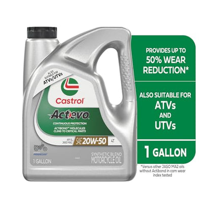 Castrol Actevo 4T 20W-50 Synthetic Blend Motorcycle Oil, 1 Gallon, 3 Pack - size: 4 Quart Jug, Pack of 3, style: Motorcycle Oil