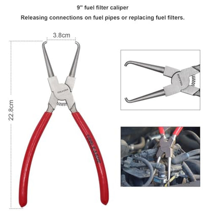 TOOLEAGUE 6Pcs Fuel Line Pliers Set for Auto Maintenance with Storage Case - size: 6 pcs