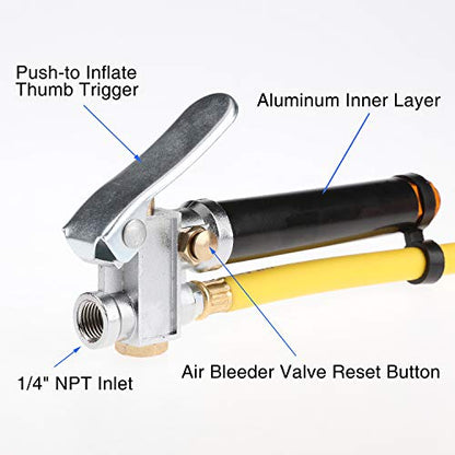 Hromee Heavy Duty Tire Inflator with Pressure Gauge 120PSI with Dual Head Air Chuck and Lock On Tire Chuck, Air Compressor Accessory and Tire Valve Tools