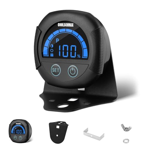 COOLSCHMAX 7V-100V Battery Voltmeter Sunlight Readable, IPX7 Waterproof - color: Blck