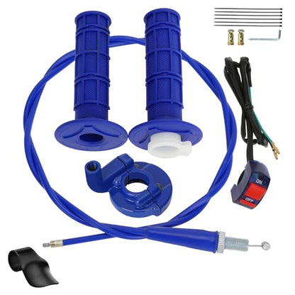 HIAORS 7/8" Mini Bike Throttle Cable Handle Grips Assembly Kit Compatible with Coleman CT200U BT200X CC100X Predator 212cc Baja Warrior MB200 MB165 Motovox CRF50 SSR Apollo Pit Dirt Bike Parts (Blue) - color: Blue