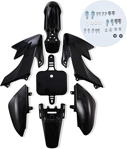 RedCap Body Fender Kit for Compatible with XR50 CRF50 SDG SSR Pit Dirt Motor Trail Bike Black with Bolt Work Fairing Plastic 50cc 70cc 90cc 110cc Pit Dirt Bike 7 piece (Black)
