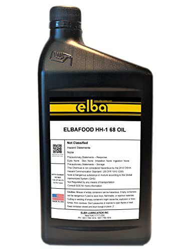 Food Grade Hydraulic Oil | ISO VG 68 | Industrial | Fully Synthetic Blend | NSF Registered AS H-1. Kosher and Halal Approved. Compare to: LUBRIPLATE | Petro-Canada| Kluber .(1 QT) Made in USA - size: 1 QT