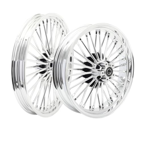 TOFR 21x2.15 18x3.5 Chrome Fat Spoke Wheels For Harley Dyna FXD FXDB 00-05 - color: Chrome, size: Front:21x2.15 Rear:18x3.5