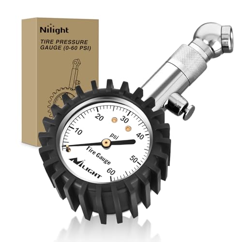 Nilight Tire Pressure Gauge 60PSI Stainless Steel Air Chucks - color: 60psi Tire Gauge
